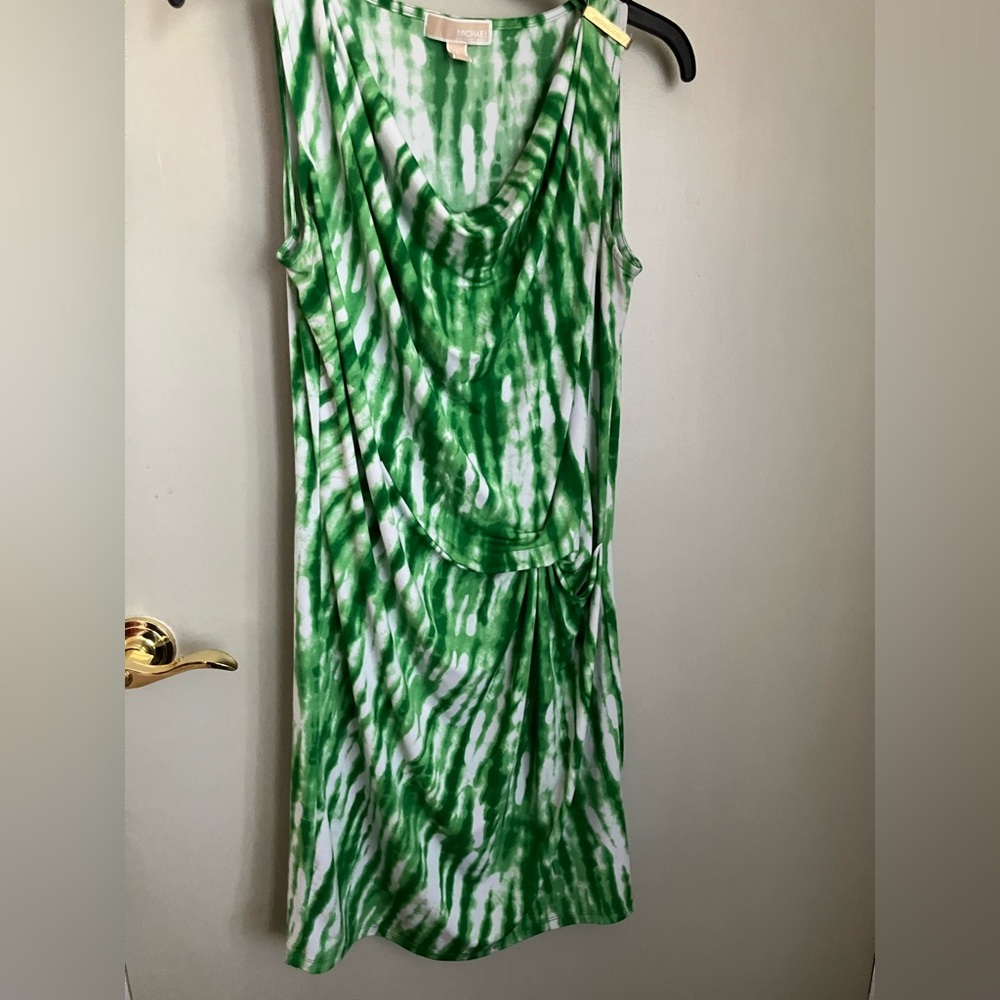 Green and White Tie-Dye Dress